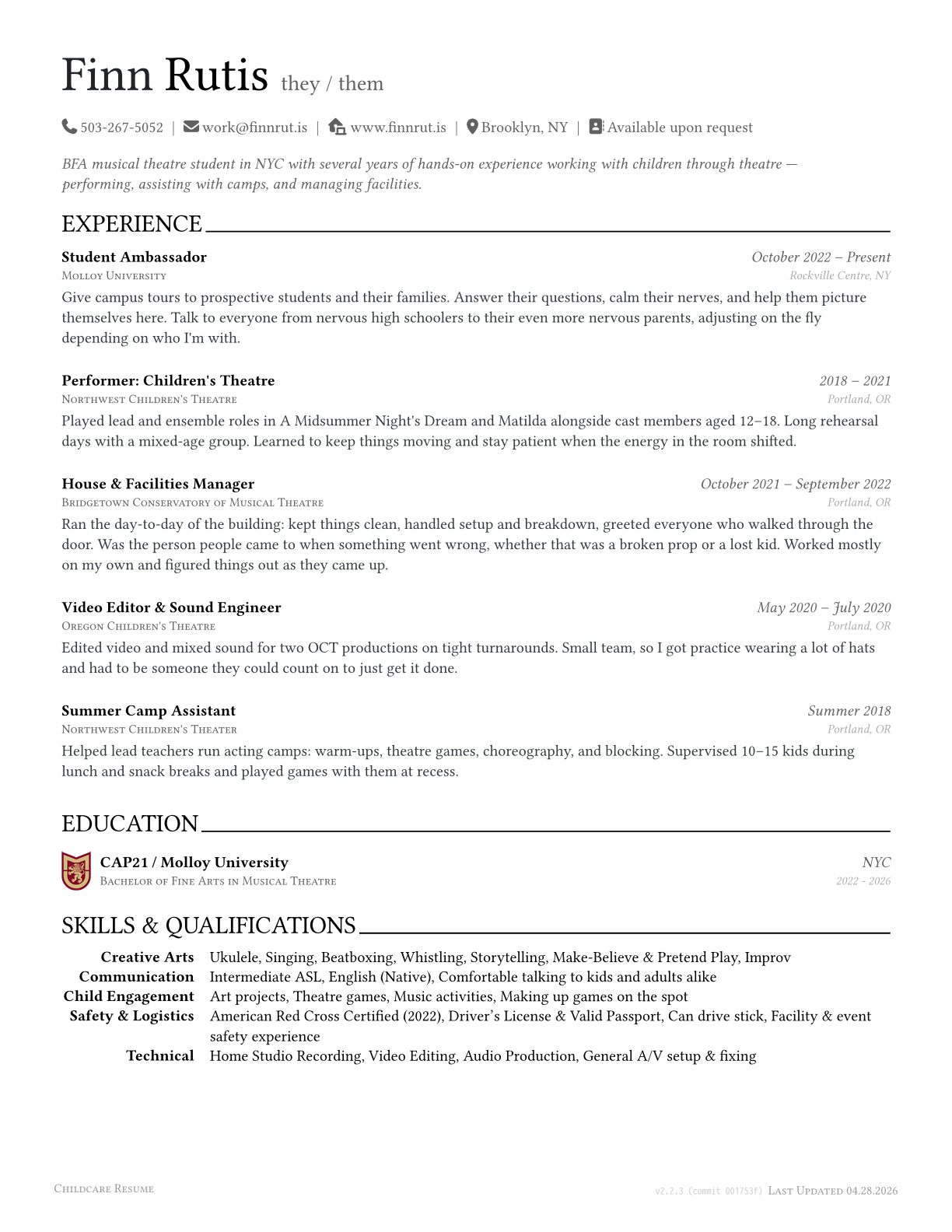 Nanny Resume preview