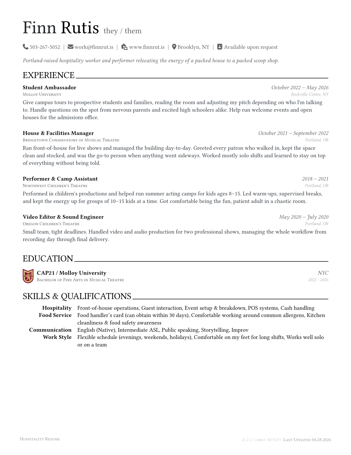 Salt & Straw Resume preview