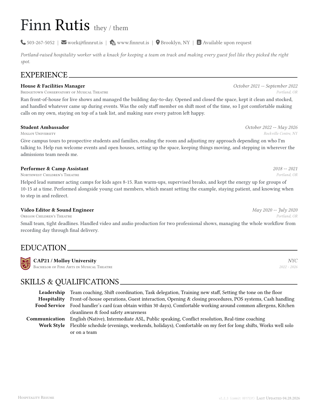 Salt & Straw SC Resume preview