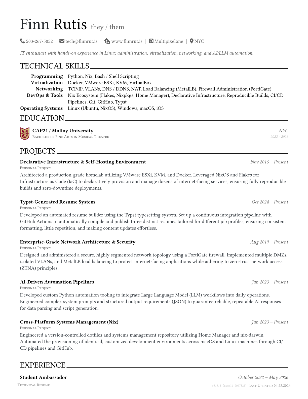 Technical Resume preview